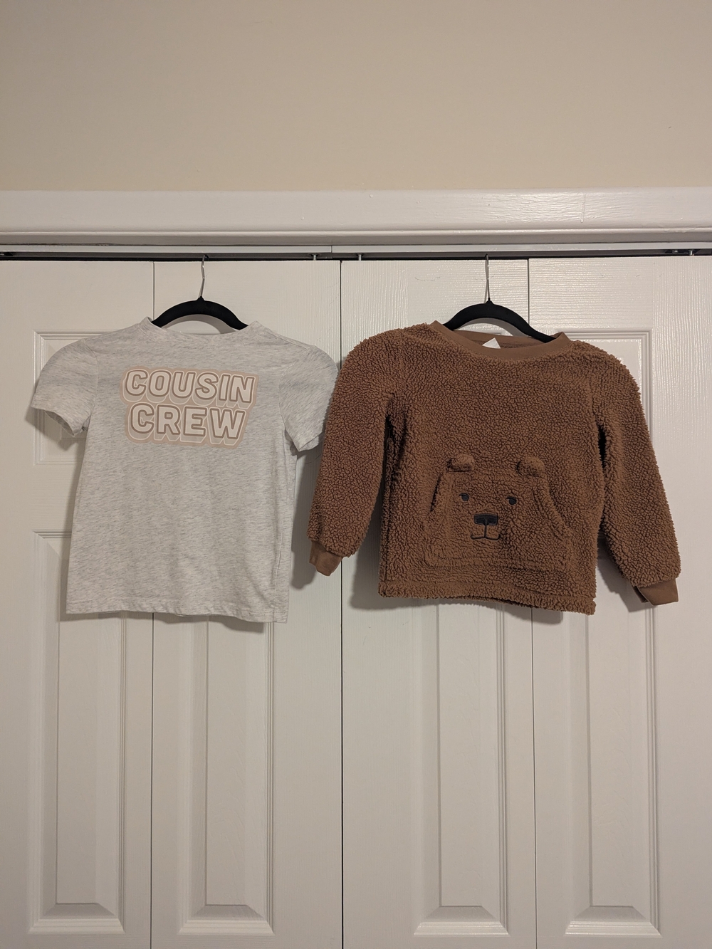 Carter's Gray Tee 'Cousin Crew' & Brown Fuzzy Bear Pullover Set 4T